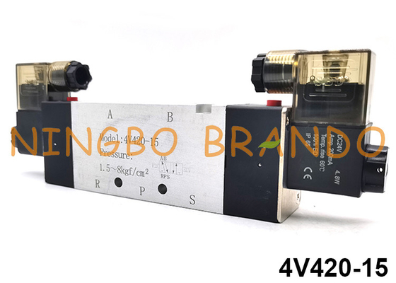 4V420-15 Airtac टाइप 5/2 वे डबल कॉइल न्यूमेटिक सोलनॉइड वाल्व 24V 220V