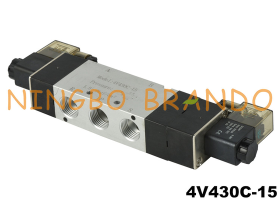 5/3 रास्ता 1/2 '' वायवीय सोलेनॉइड वाल्व 4V430C-15 24Volt 220Volt