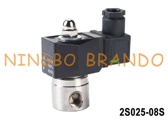 2S025-08 1/4' प्रत्यक्ष कार्य स्टेनलेस स्टील सोलेनोइड वाल्व 24V 220V