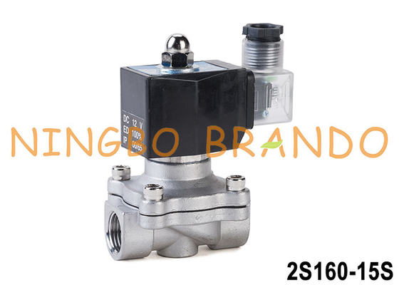 2S160-15S 1/2' स्टेनलेस स्टील इलेक्ट्रिक सोलेनोइड वाल्व 12V 24V 220V