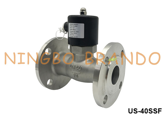 DN40 फ्लैंग्ड स्टीम हॉट वाटर स्टेनलेस स्टील सोलेनोइड वाल्व 1.5' 24V 110V 220V
