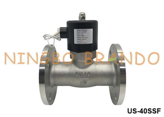 DN40 फ्लैंग्ड स्टीम हॉट वाटर स्टेनलेस स्टील सोलेनोइड वाल्व 1.5' 24V 110V 220V
