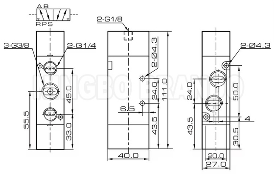 4A320-10 3/8'' वायवीय डबल एयर पायलट वाल्व 5/2 रास्ता