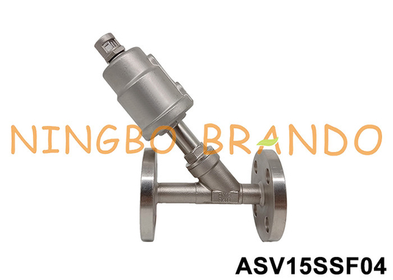 DN15 Flanged Port SS 304 Pneumatic Angle Seat Valve 0~16 bar