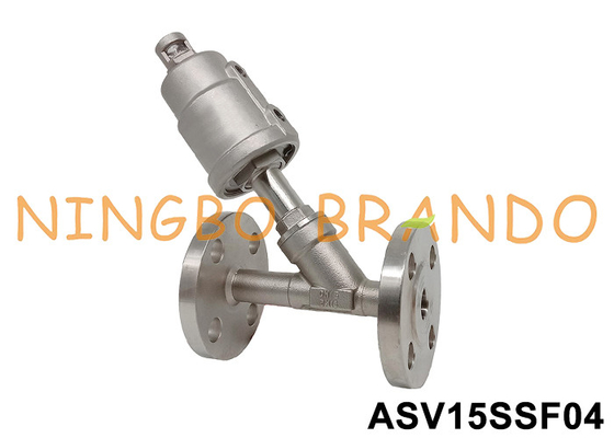 DN15 Flanged Port SS 304 Pneumatic Angle Seat Valve 0~16 bar