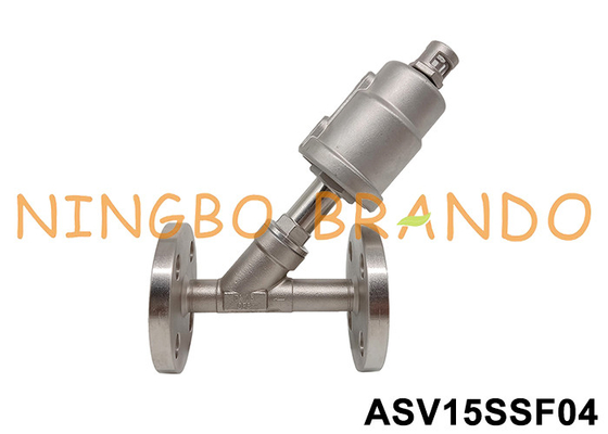 DN15 Flanged Port SS 304 Pneumatic Angle Seat Valve 0~16 bar