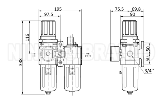 AC5010-06 AC5010-10 SMC प्रकार वायवीय वायु फिल्टर संयोजन F.R.L इकाई