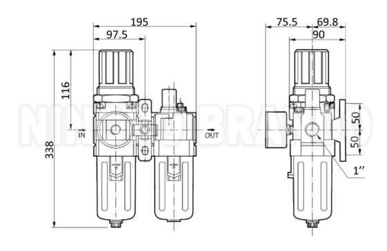 AC5010-06 AC5010-10 SMC प्रकार वायवीय वायु फिल्टर संयोजन F.R.L इकाई