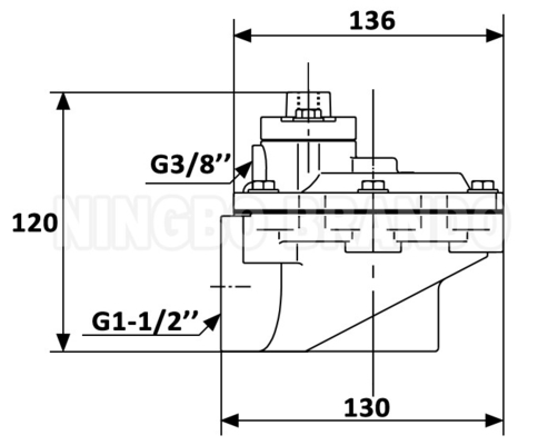 G353A046 धूल संकलक के लिए सही कोण 1-1/2' रिमोट पायलट वाल्व