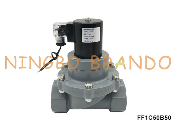 2' DN50 विरोधी जंग प्रतिरोधी CPVC सोलेनोइड वाल्व केमिकल एसिड के लिए 24V 220V