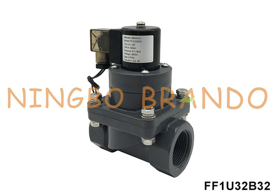 1-1/4' DN32 संक्षारण प्रतिरोधी UPVC सोलेनोइड वाल्व केमिकल एसिड के लिए 24V 220V