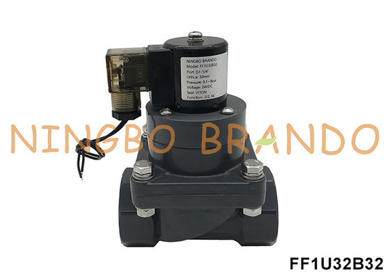 1-1/4' DN32 संक्षारण प्रतिरोधी UPVC सोलेनोइड वाल्व केमिकल एसिड के लिए 24V 220V