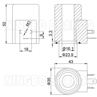 16mm छेद 52mm ऊंचाई हाइड्रोलिक सोलेनोइड वाल्व कॉइल 33W 12V 24V