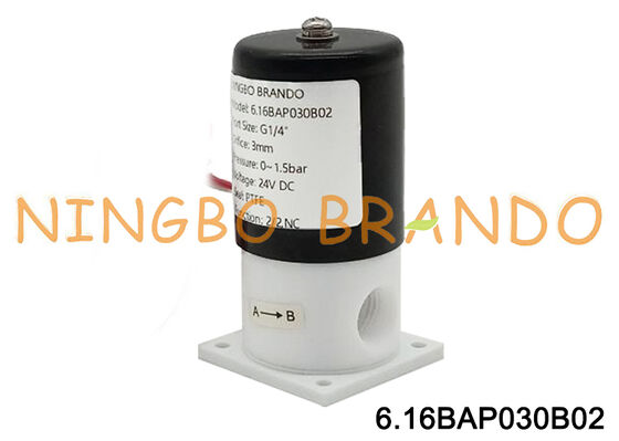 एसिड क्षार संक्षारण प्रतिरोध अलगाव के लिए 1/4'' पीटीएफई सोलनॉइड वाल्व