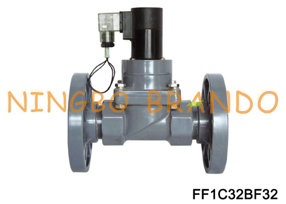 DN32 फ़्लैंग्ड CPVC एंटी करप्शन सोलनॉइड वाल्व 1-1/4'' 220V 110V 24V