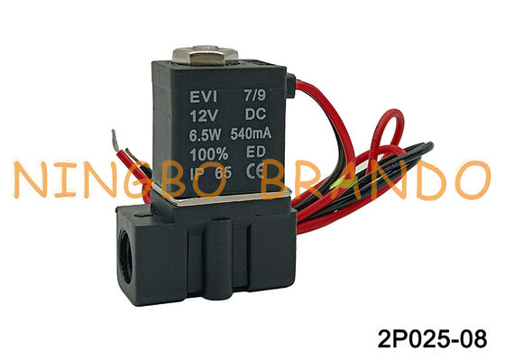 2P0250-08 2 वे सोलेनॉइड वाल्व 1/4'' प्लास्टिक न्यूमेटिक सोलेनॉइड वाल्व