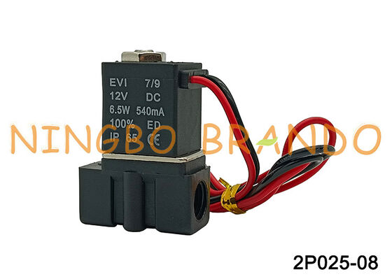 2P0250-08 2 वे सोलेनॉइड वाल्व 1/4'' प्लास्टिक न्यूमेटिक सोलेनॉइड वाल्व