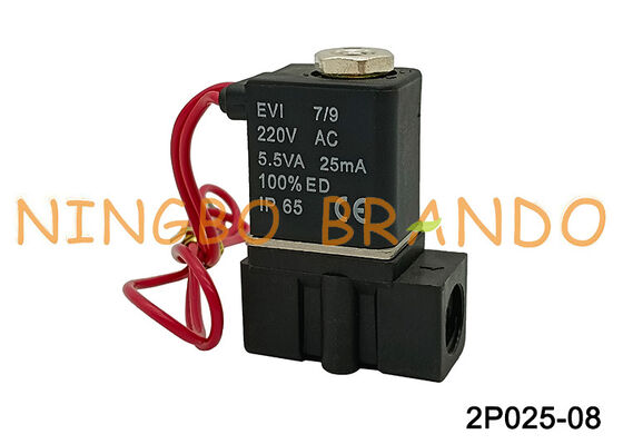 2p025-08 प्लास्टिक एयरटैक सोलनॉइड वाल्व द्रव नियंत्रण AC220V AC110V DC24V DC12V