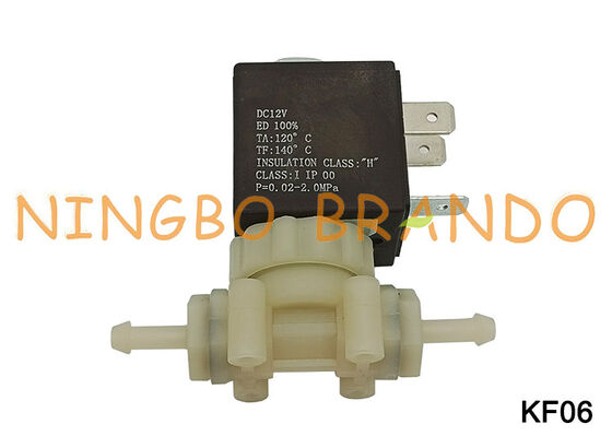 2 वे एनसी खाद्य ग्रेड सुरक्षित PA66 प्लास्टिक वॉटर सोलनॉइड वाल्व DC12V KF06