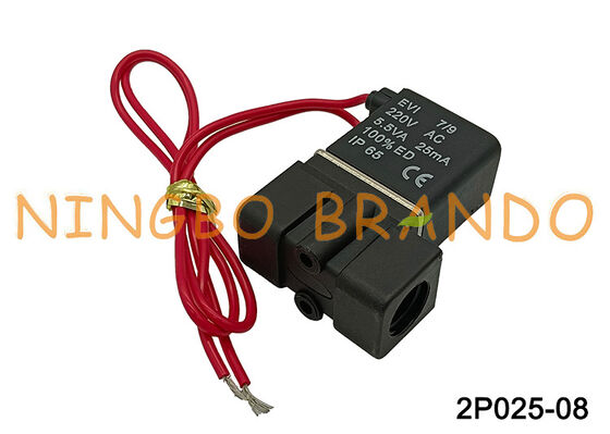AC220V 2P025-08 1/4'' 2/2 Direct Acting Plastic Pneumatic Solenoid Valve