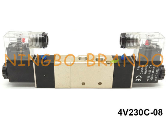 4V230C-08 एयरटैक प्रकार वायवीय सोलेनॉइड वाल्व 1/4 '' 5 रास्ता 3 स्थिति 24 वी
