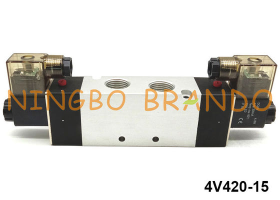 5 रास्ता 2 स्थिति वायवीय सोलेनॉइड वाल्व एयरटैक टाइप 4V420-15 12V 24V