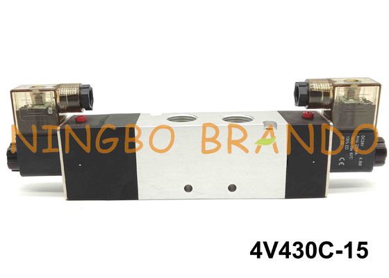 5/3 वे वायवीय सोलेनॉइड वाल्व एयरटैक टाइप 4V430C-15 1/2 '' 24V 220V