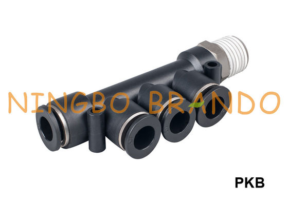 PKB पुरुष ट्रिपल शाखा प्लास्टिक वायवीय नली फिटिंग 1/8 '' 1/4 '' 3/8 '' 1/2 ''