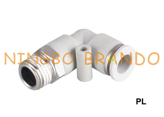PL पुरुष 90 डिग्री कोहनी वायवीय नली फिटिंग 1/8 '' 1/4 '' 3/8 '' 1/2 ''