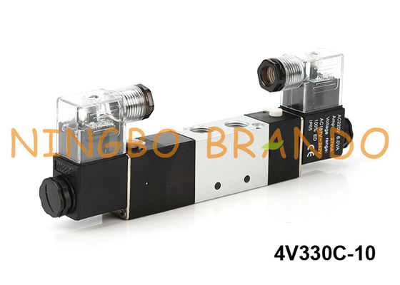 4V330C-10 एयरटैक प्रकार वायवीय सोलेनॉइड वाल्व 5/3 वे 24V डीसी 220V एसी