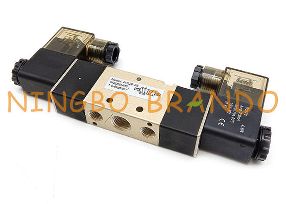 4V220-08 1/4 ''टर्मियनल बॉक्स 5/2 वे डबल सोलेनॉइड न्यूमेटिक वाल्व