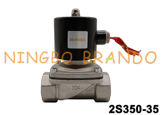 2S350-35 1-1 / 4 &quot;थ्रेडेड इलेक्ट्रिक सोलेनॉइड वाल्व SS304 बॉडी 220 वोल्ट