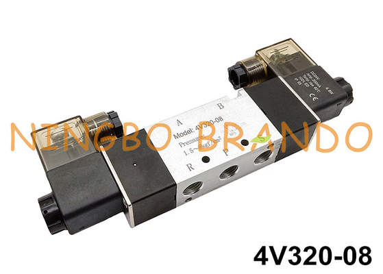 4V320-08 1/4 ''डबल सोलनॉइड वायवीय वाल्व DC12V DC24V AC220V