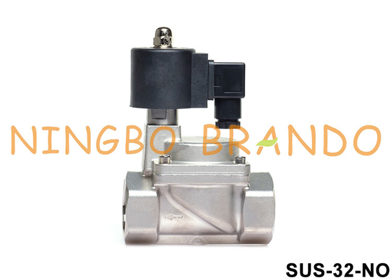 1-1 / 4 '' 2 वे सामान्य ओपन एसएस 304 सोलोनॉयड वाल्व पीटीएफई सील 24V 220V
