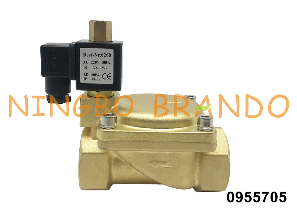 0955705 1 1/2'' 16 बार 2 वे ब्रास सोलनॉइड वाल्व सामान्य रूप से खुला 24V 110V 220V