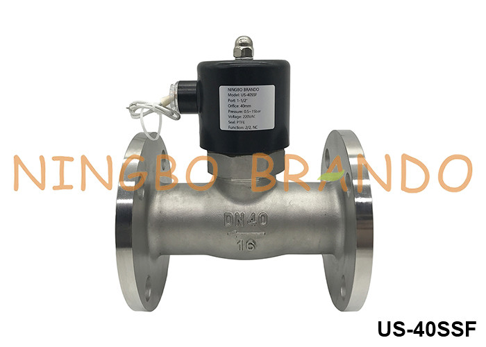 DN40 फ्लैंग्ड स्टीम हॉट वाटर स्टेनलेस स्टील सोलेनोइड वाल्व 1.5' 24V 110V 220V