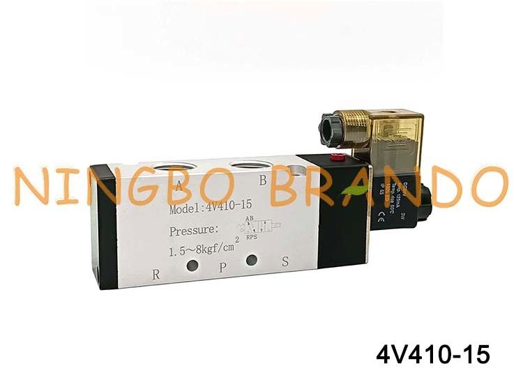 AIRTAC टाइप 1/2'' सोलेनॉइड एयर वाल्व 4V410-15 12V 24V 110V 220V सिंगल कॉइल 2 पोजीशन 5 वे