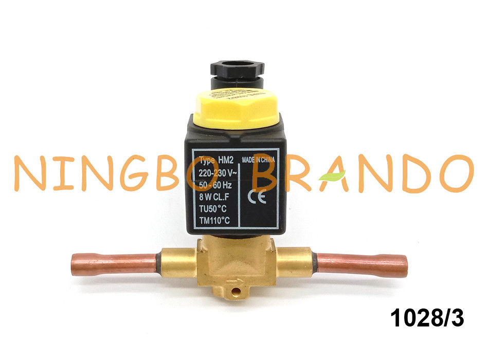 Castel प्रकार 1028/3 3/8 '' मिलाप प्रशीतन Solenoid वाल्व 220V एसी