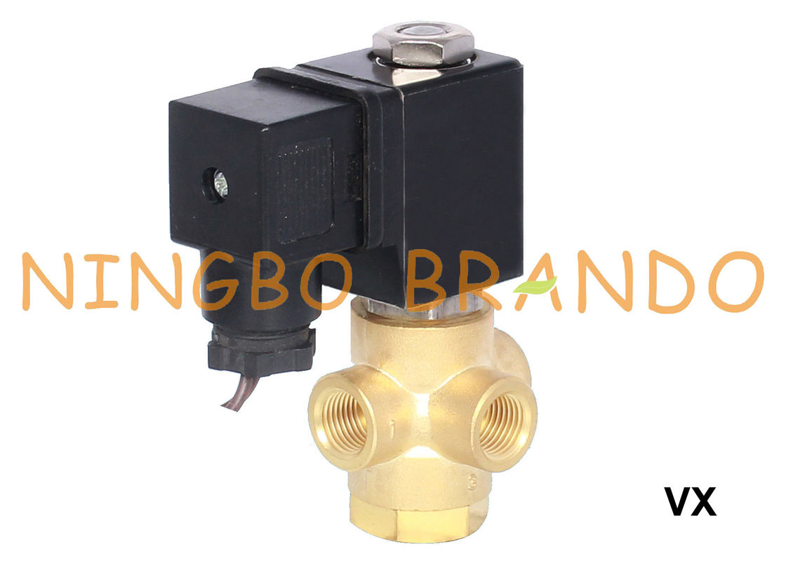 3 वे ब्रास सोलनॉइड वाल्व सामान्य रूप से बंद 1/8 '' 1/4 '' 12V 24V 110V 220V