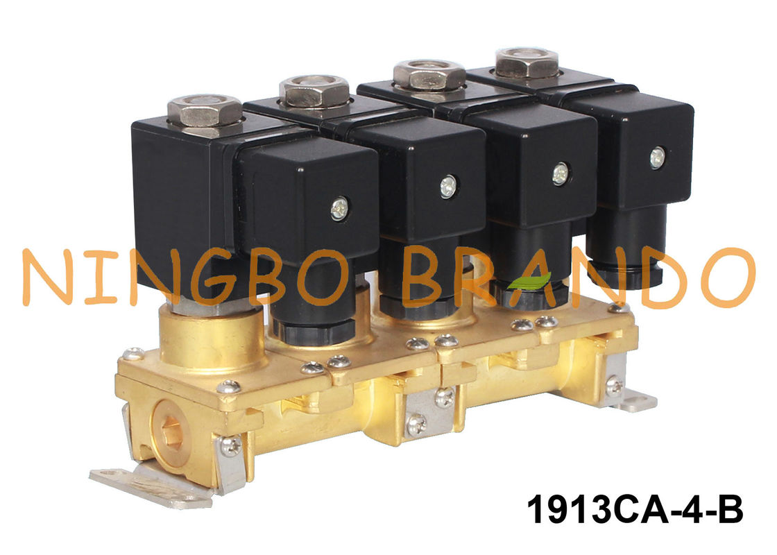 स्टैकिंग 4 ग्रुप ब्रास सोलनॉइड वाल्व मल्टी-पोर्ट 1/8 '' 1/4 '' 24V 220V