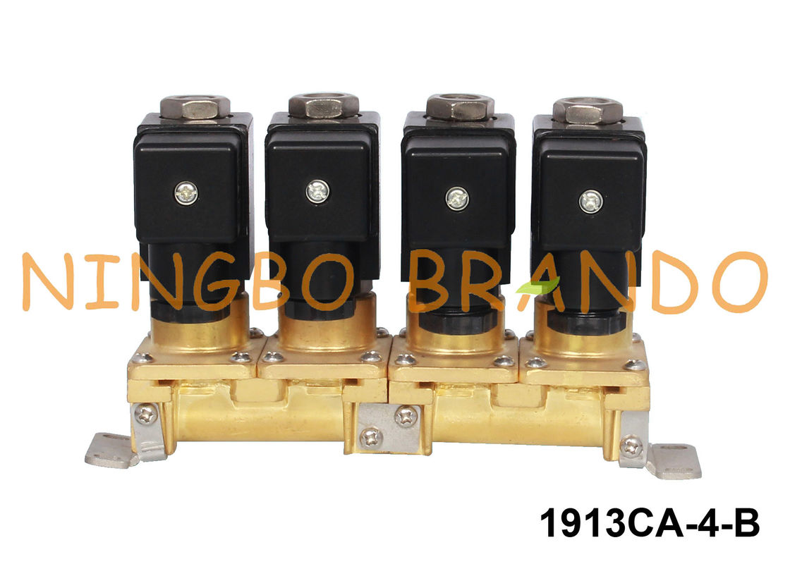 स्टैकेबल 4 ग्रुप ब्रास सोलनॉइड वाल्व मल्टी-वे 1/8 '' 1/4 '' 24V 220V