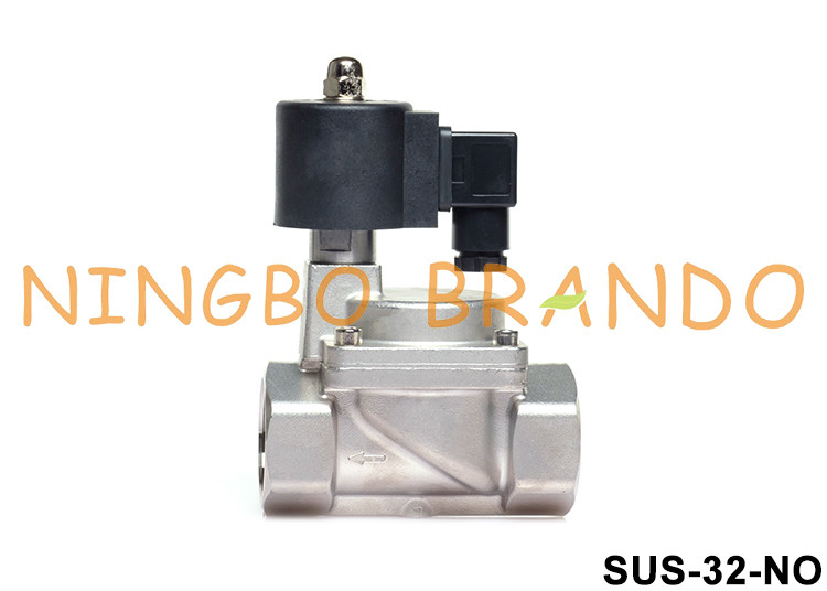 1-1 / 4 '' 2 वे सामान्य ओपन एसएस 304 सोलोनॉयड वाल्व पीटीएफई सील 24V 220V