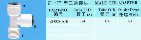 Reverse Osmosis Parts Plastic Pipe Fitting 3/8" Male Tee Adapter for Water Purifier System