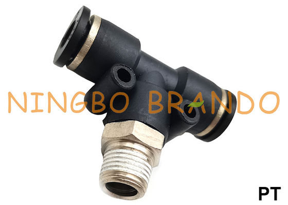 कनेक्ट न्यूमैटिक होज़ फिटिंग में पीटी-जीटी शेप मेल ब्रांच टी पुश