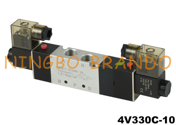 4V330C-10 3/8 '' डबल सोलनॉइड न्यूमेटिक एयर कंट्रोल वाल्व 24V DC 220V AC