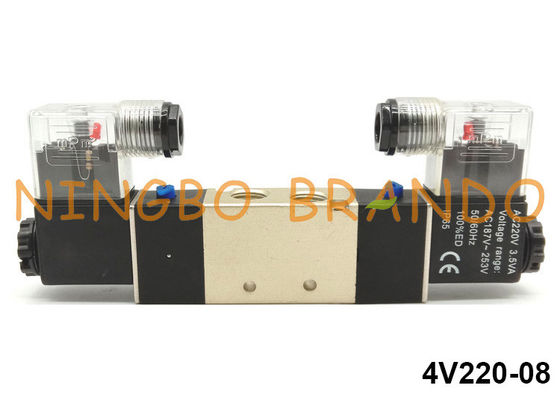 1/4 '' 4V220-08 एयरटैक प्रकार वायवीय सोलेनॉइड वाल्व 5 वे 2 स्थिति 220 वी