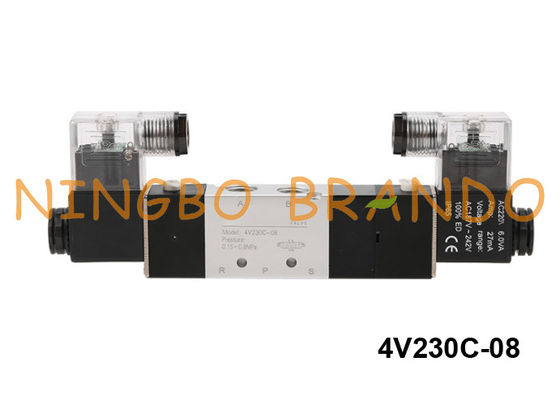 4V230C-08-DC24V Airtac प्रकार वायवीय सोलेनॉइड वाल्व 5/3 मार्ग 24V डीसी