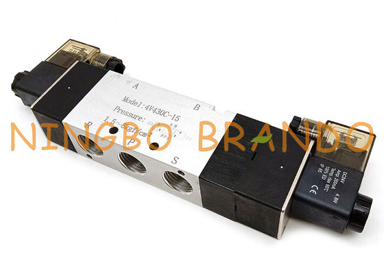 एयरटैक टाइप 4V430C-15 5/3 वे क्लोज्ड सेंटर न्यूमेटिक सोलेनॉइड वाल्व