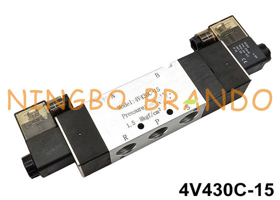 4V430C-15 5 पोर्ट 3 स्थिति वायवीय सोलेनॉइड वाल्व DC24V AC220V